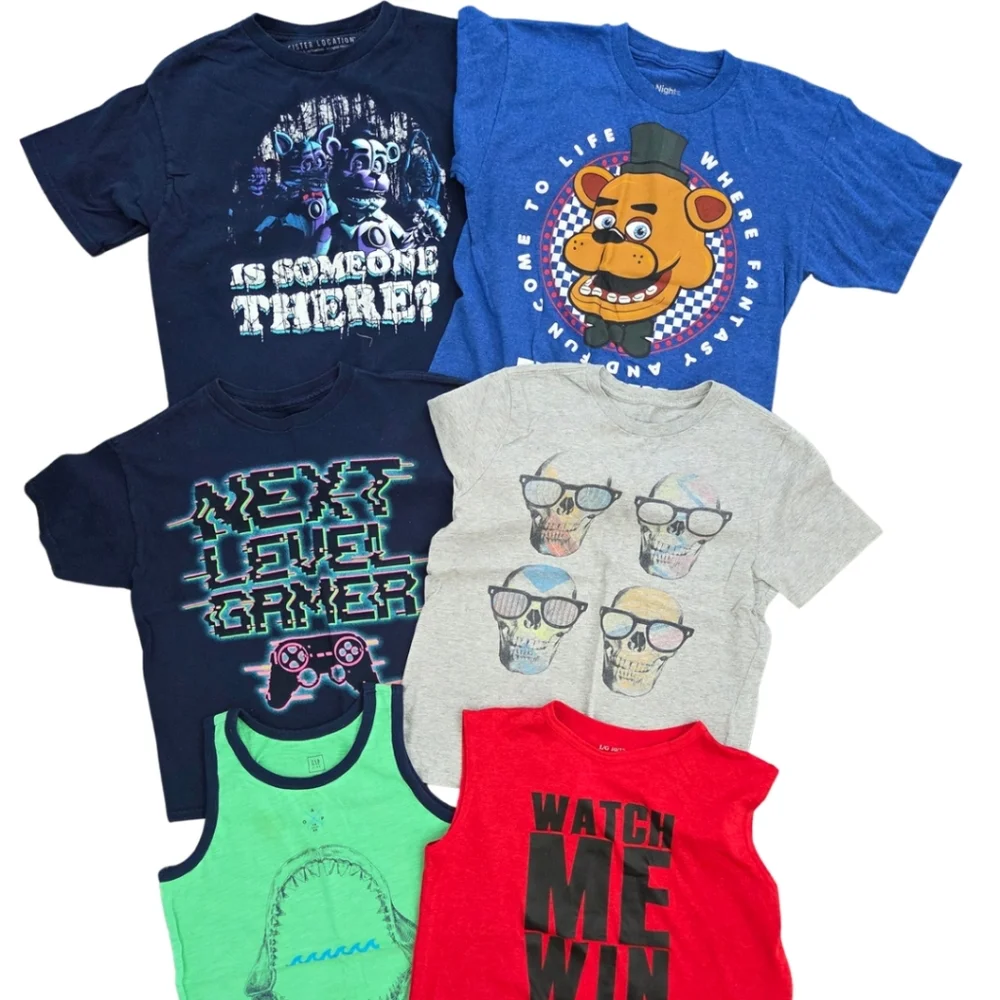 Kids Size Large Graphic T-shirt And Tank Top Bundle Of 6 - Picture 1 of 16